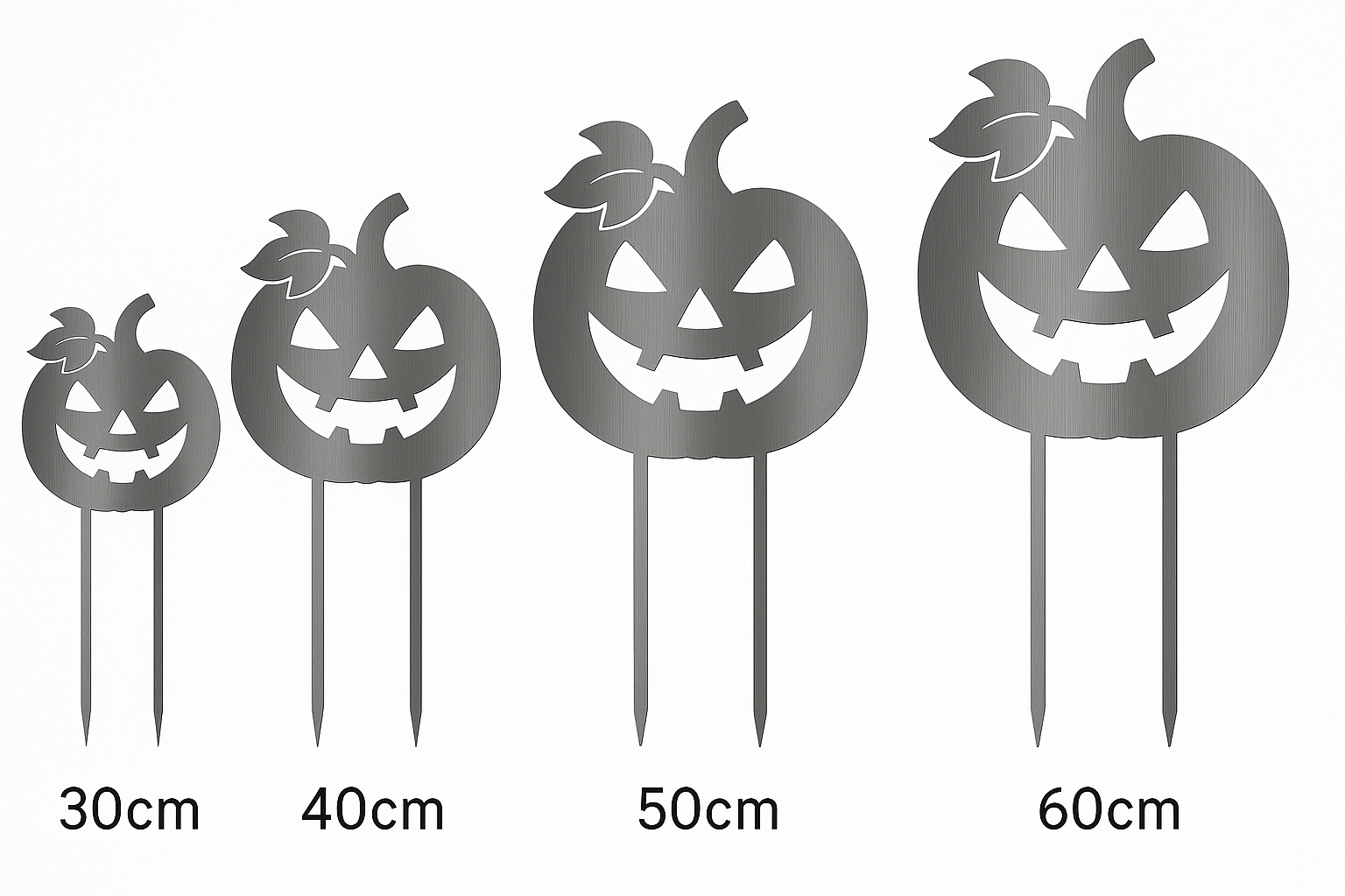 Halloween Kürbis-Gartenstecker Größenvergleich